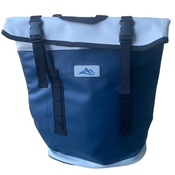 BACKPACK COOLER Blue Grey Roll-Top Velcro Closure Oversized New Without Tags - Picture 3 of 14